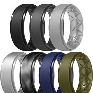 Men Modern Assorted Silicone Jewelry Rings Size 12